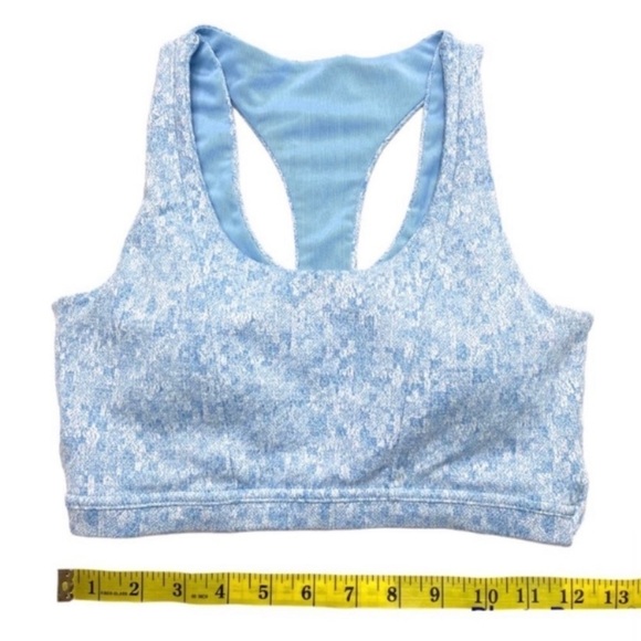 GYMSHARK Malibu Blue Marl Fleur Sports Bra in light Space Blue Size S - Picture 10 of 10